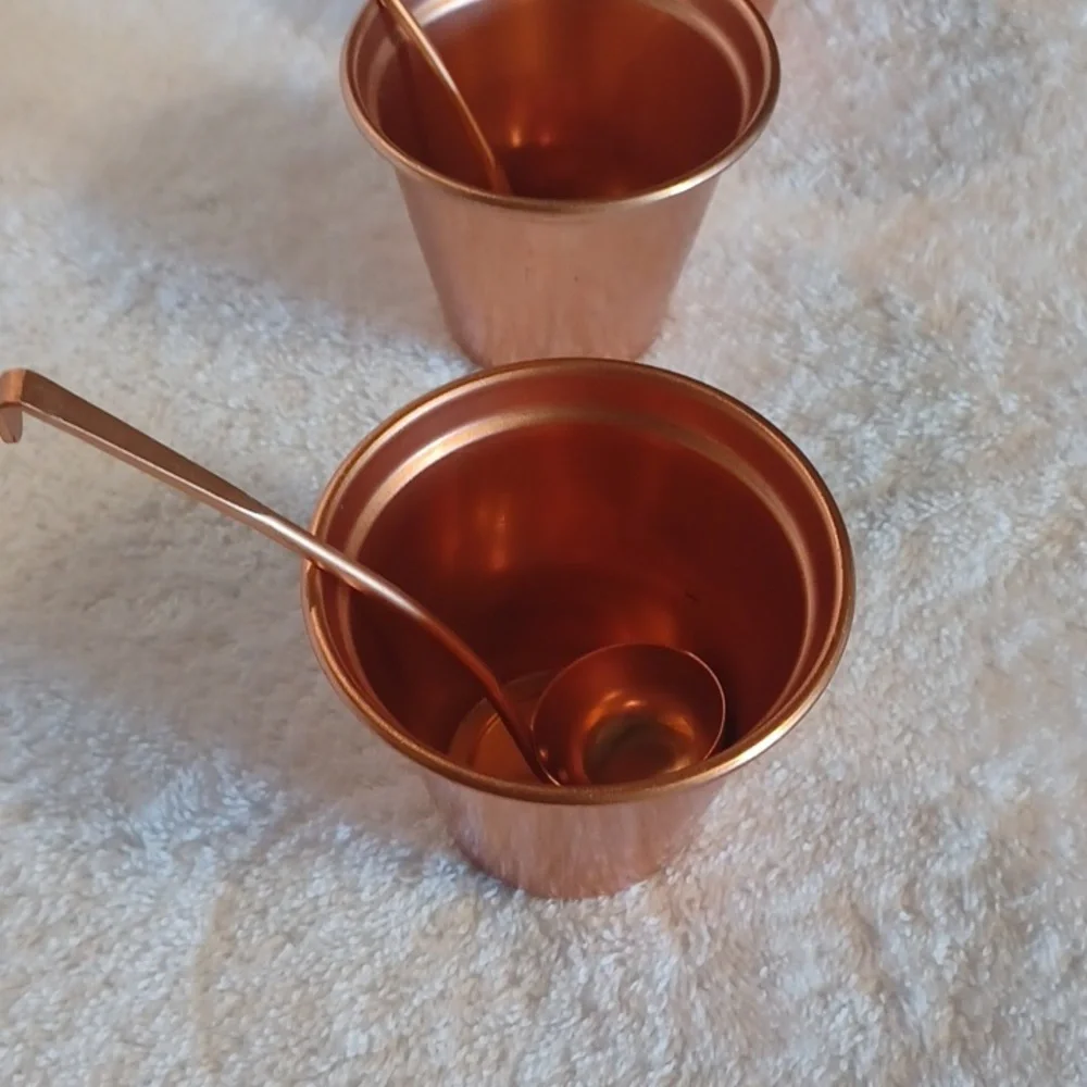 Copper condiment holders with ladle